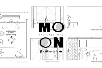 autocad 2d drawings , bathroom four wall elevation