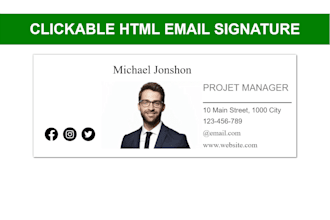 make clickable HTML email signature for gmail, outlook etc