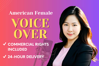 record an engaging female american voiceover in 24h