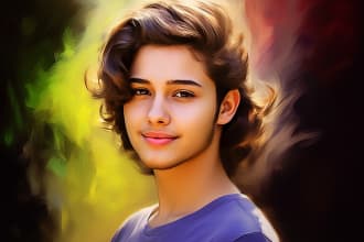 draw realistic digital oil painting portrait from your photo