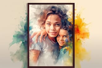 make a professional digital watercolor painting from a photo