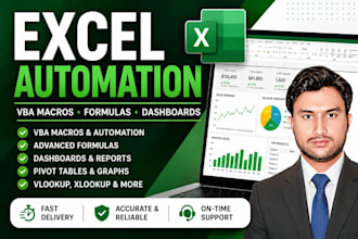create excel vba macros, automation, formulas, dashboards and vlookup