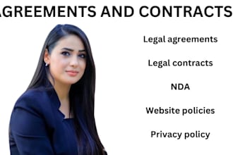 write agreement, contract, privacy policy, terms of use and nda
