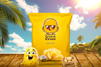 premium product label, box package, pouch bag design for brand