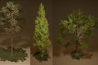 custom 3d trees for games stylized or realistic roblox, unity, ue5