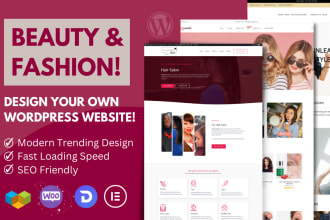 design fashion beauty salon, skincare, cosmetic wordpress website, redesign