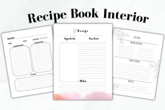 create recipe book interior for amazon KDP
