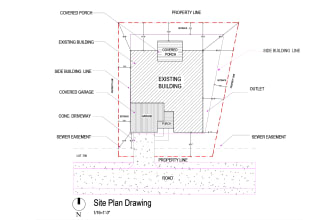 draft autocad site plan and plot layout drawing for permit