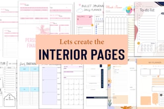 designs custom notebook, journal, and planner interior pages for amazon KDP