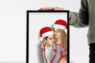 draw christmas special custom vector  portraits for holiday gift