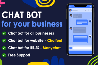 create chatbot for social media platforms, website using manychat,chatfuel,tidio