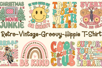 retro vintage groovy hippie 70s designs for t shirt