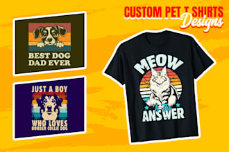 design custom pet t shirts with dog and cat vintage graphics for clothing brand