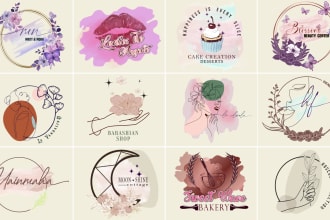design line art feminine signature botanical and wedding logo with watercolor