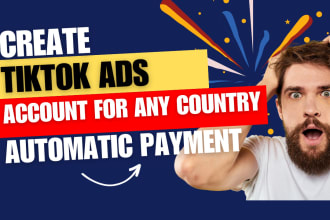 create tiktok ads manager account for USA, europe, ca, au, many countries