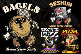 make retro mascott rubber hose character tshirt design