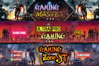 design youtube channel gaming banner,professional banner