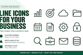 design custom line icons and vector icon sets for websites