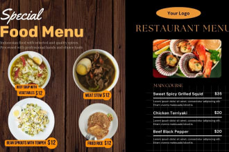 design menu card, food flyer, poster for restaurant, bar and cafe