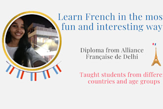 teach french tutor lessons in english or hindi