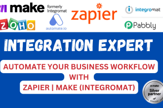 automate your business workflow with zapier or make, integromat