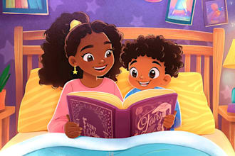 draw children story book illustration, cover art for kdp amazon