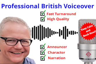 record a professional english character voice over for less