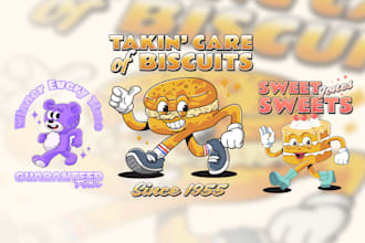 design vintage retro cartoon character illustration for mascot, t shirt, logo