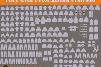 complete streetwear collection and tech pack ai vector