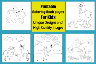 draw digital coloring book illustration pages for children