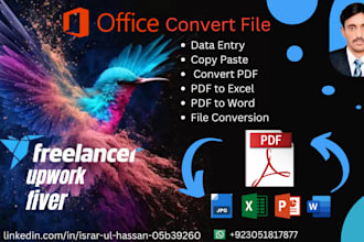 do any document, image convert to or from PDF, data entry and data processing