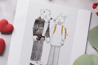 draw a couple as animals in a cute illustration