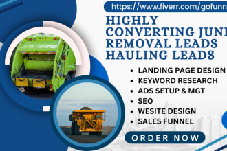 generate junk removal leads dumpster rental leads trash removal hauling website