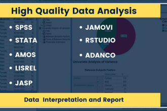 do statistical data analysis using spss, excel, stata, amos,jasp, jamovi