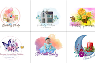 design feminine boho watercolor logo and brand kit