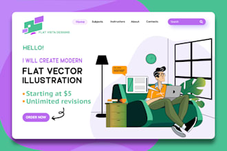 design 2d flat illustrations for your website and app