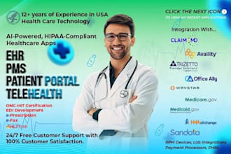 develop ehr, pms , intake portal, 837p , edi apps