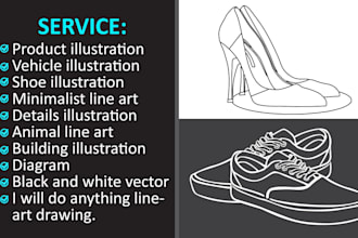 detailed line art illustrations for your products and image