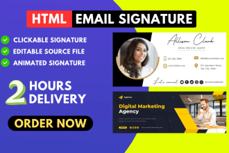 create animated clickable HTML email signature for gmail, outlook