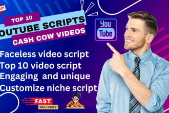 create cash cow youtube video scripts in 24 hours
