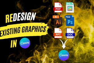 redesign, recreate or convert any graphics in canva