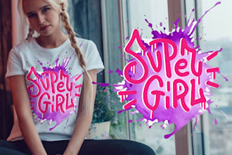 do trendy watercolor graphic t shirt design within 6 hours
