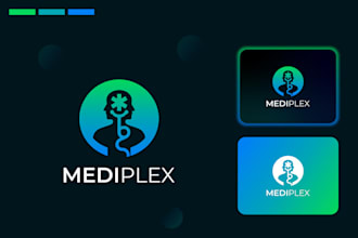 create modern logo about medical, healthcare and pharmaceutical