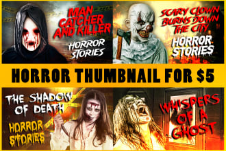 create scary horror stories clickbait youtube thumbnail