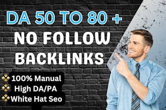 create high da  nofollow dofollow seo backlinks manually
