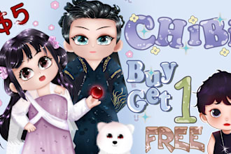 draw cute chibi, kawaii,anime art and twitch emotes