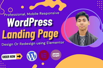 create responsive wordpress landing page design or elementor landing page design