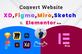 turn xd, figma, miro, and sketch design to wordpress by elementor pro