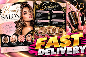 design salon flyer, and price list flyer