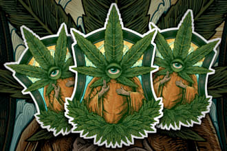 draw unique darkart die cut, sticker, badges label for brand